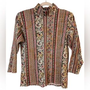 Unique Mock Neck Pattern Top